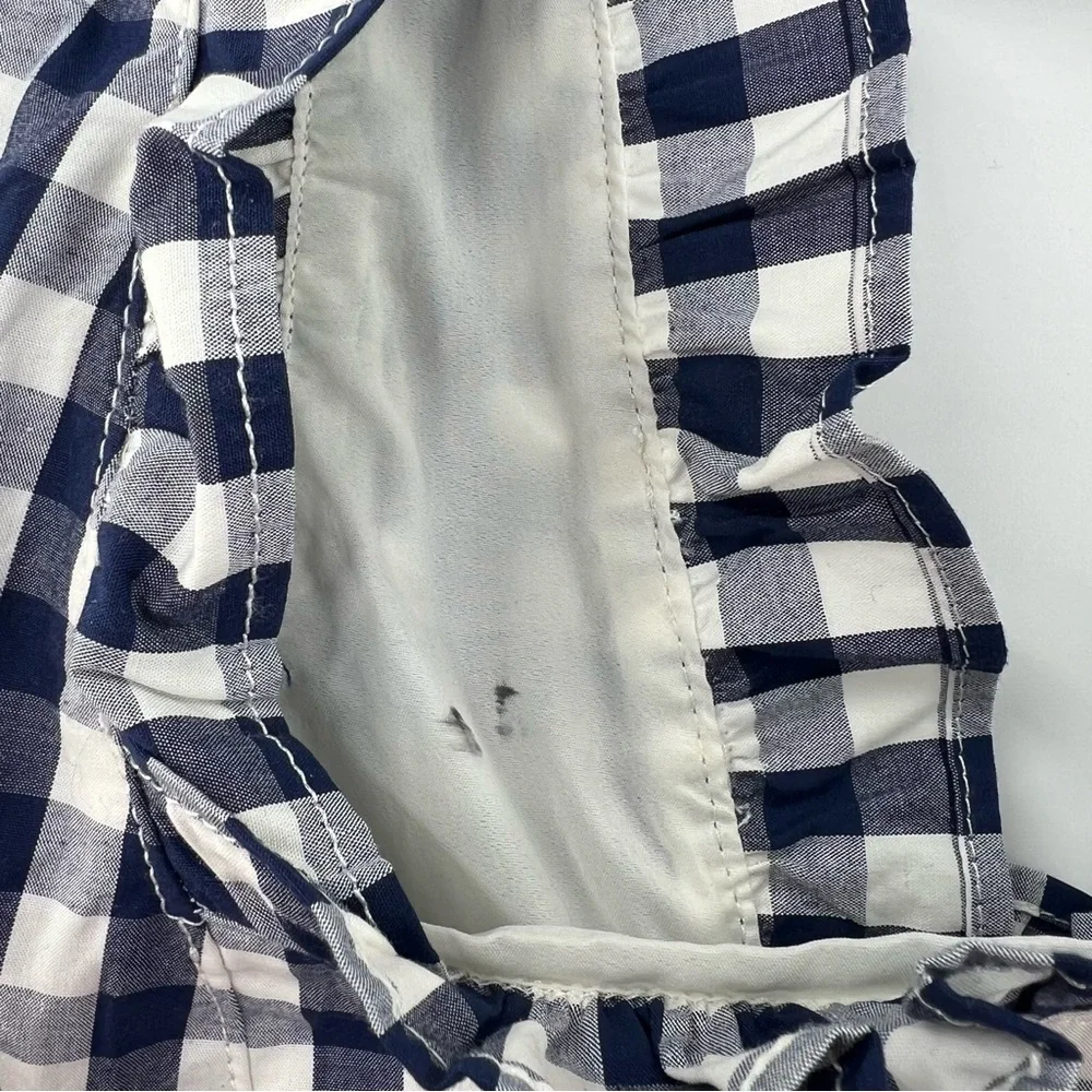 J Crew NWT Ruffle-trim Stretch Cotton Poplin Mini Dress in Gingham Navy size 6 - Picture 8 of 11